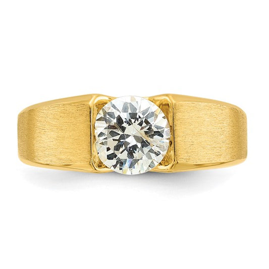 14k IBGoodman Men's Polished and Satin Complete Lab Grown Diamond Ring