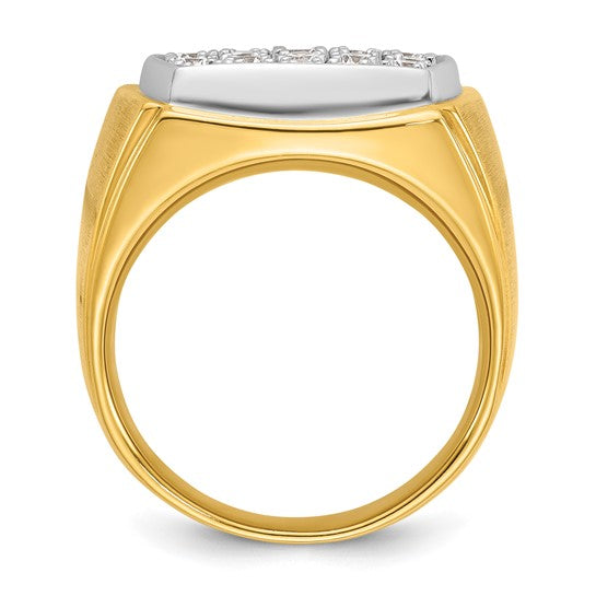IBGoodman 10k Two-tone Men's Polished and Satin 1 5/8 Carat A Quality Diamond Cluster Ring