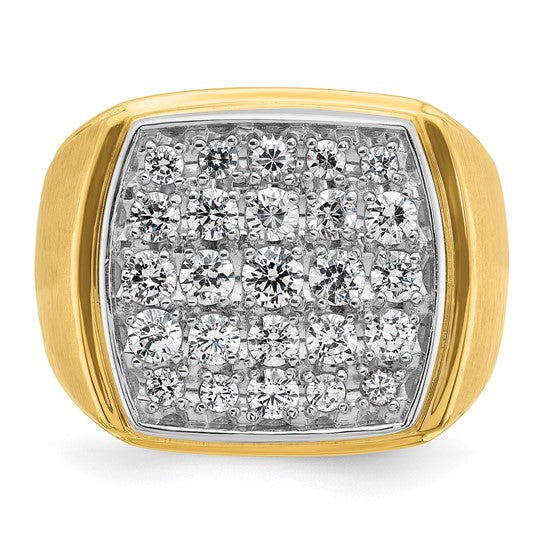IBGoodman 14k Two-tone Men's Polished and Satin 1 5/8 Carat Lab Grown Diamond Cluster Ring
