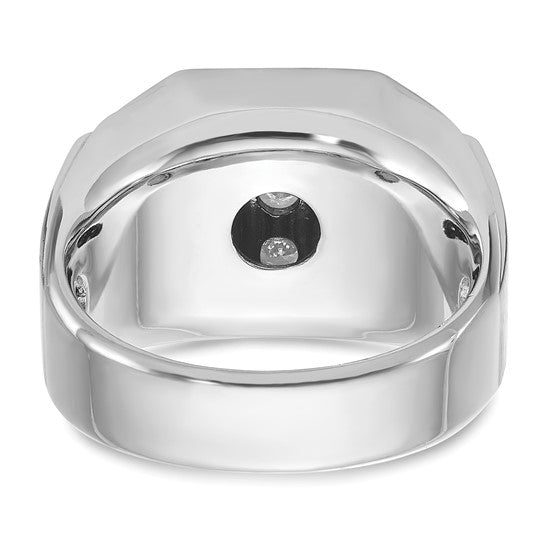 IBGoodman 14k White Gold Men's Polished and Satin 1 1/5 Carat AA Quality Diamond Cluster Ring