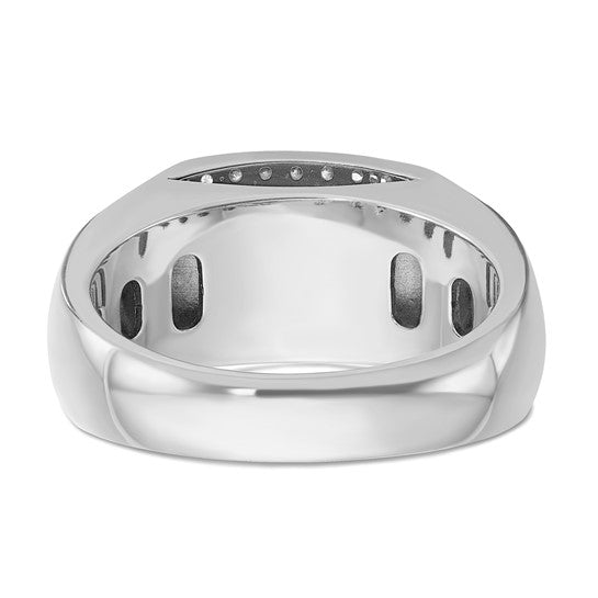 IBGoodman 14k White Gold Men's Polished 3/8 Carat AA Quality Diamond Rectangle Ring