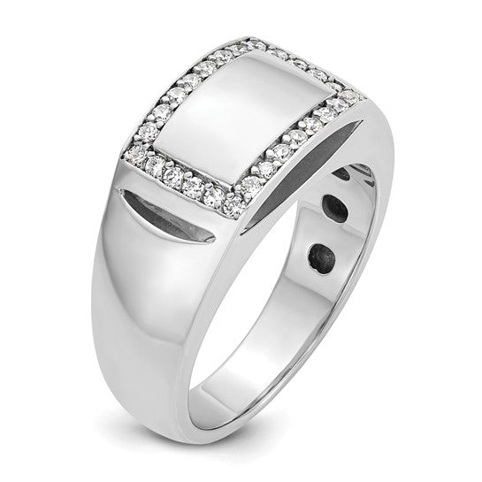 IBGoodman 14k White Gold Men's Polished 3/8 Carat AA Quality Diamond Rectangle Ring