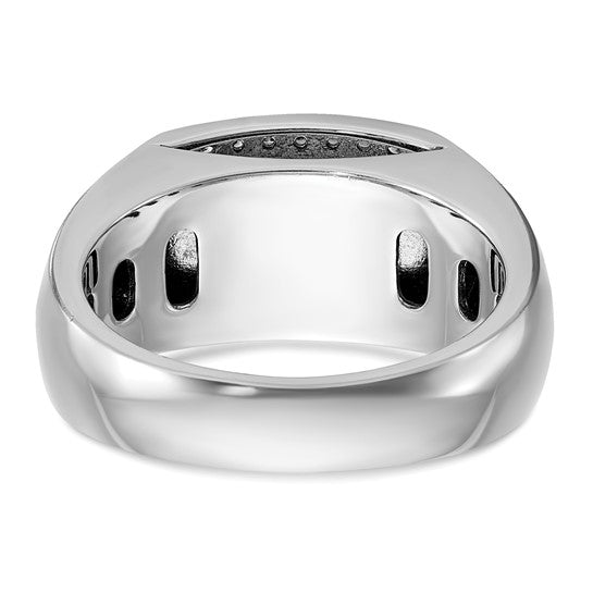 IBGoodman 14k White Gold Men's Polished and Cut-Out 1/2 Carat AA Quality Diamond Rectangle Ring