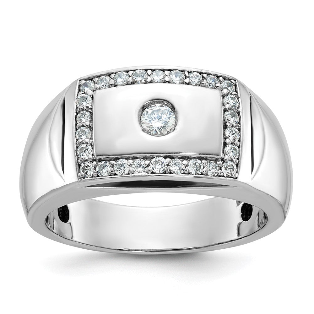 14k White Gold IBGoodman Men's Polished & Cut-Out Diamond Ring