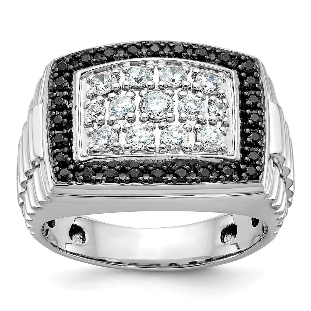 14k White Gold IBGoodman Men's Polished & Textured Cluster Ring Mtg