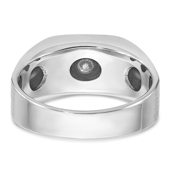 14k White Gold with Black Rhodium IBGoodman Men's Satin 1/5 carat Diamond Complete Ring