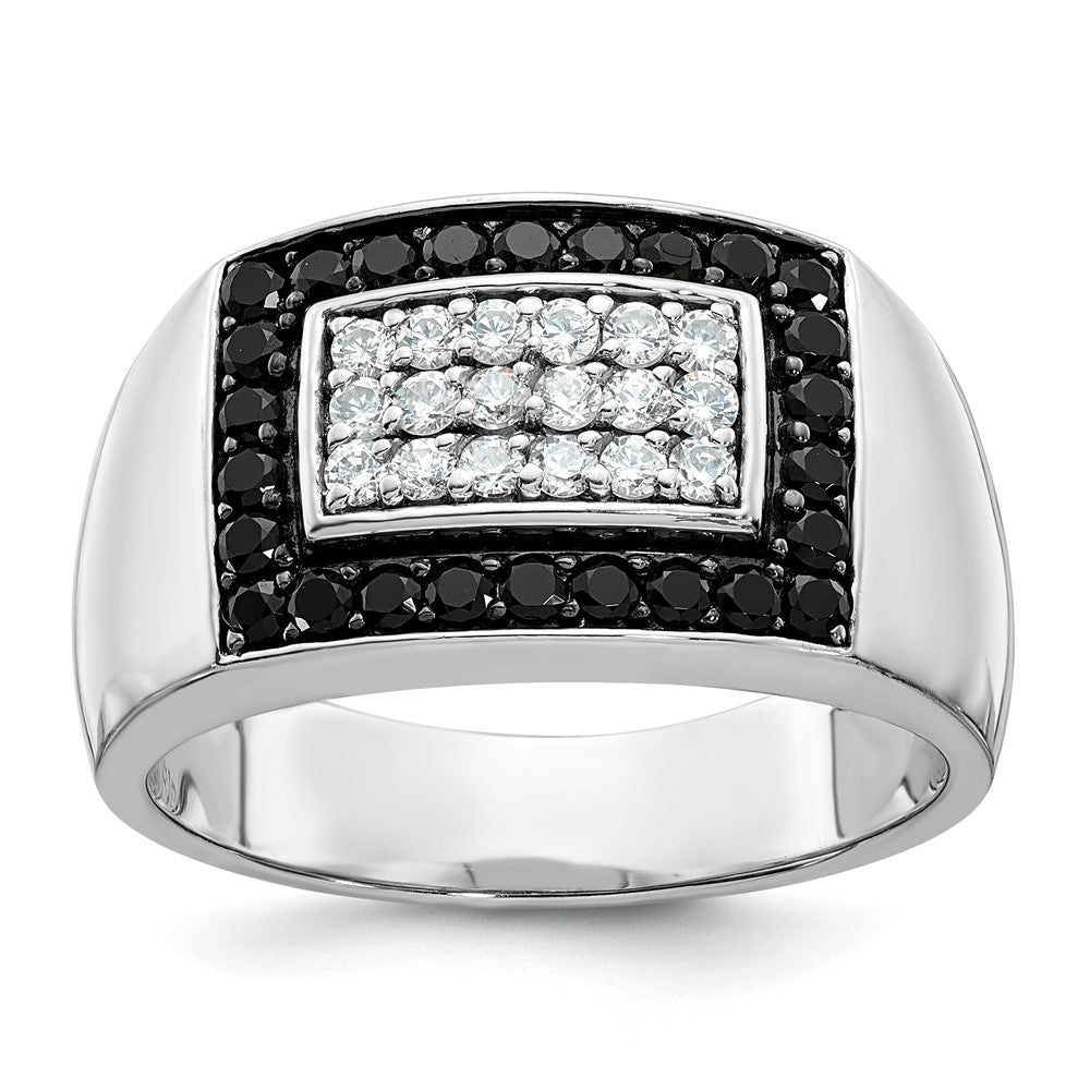 14k White Gold IBGoodman Men's Polished Rectangular Cluster Ring Mtg