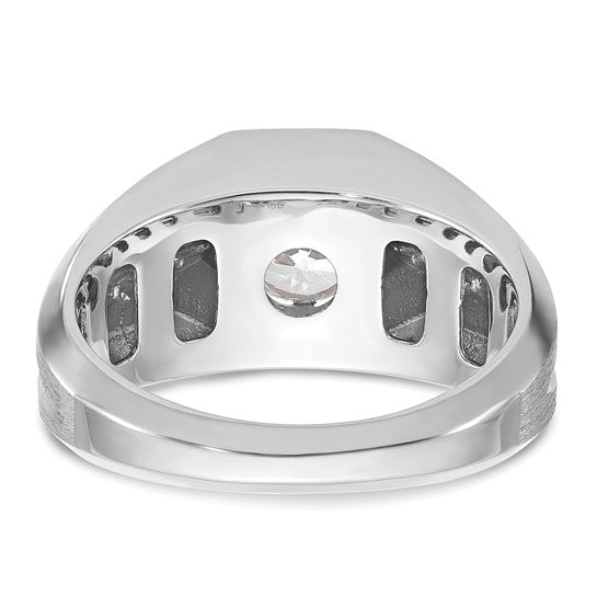 14k White Gold IBGoodman Men's Polished and Satin 1/5 carat Diamond Semi-mount Ring