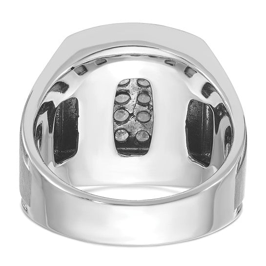 IBGoodman 14k White Gold Men's Polished and Satin 1 1/5 Carat AA Quality Diamond Cluster Ring