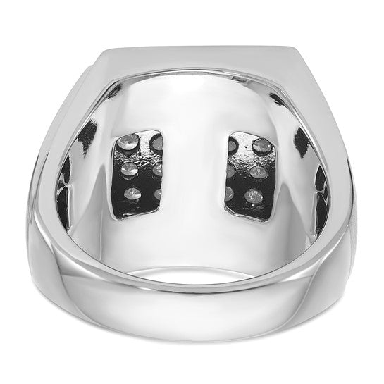 IBGoodman 14k White Gold Men's Polished and Satin 1 1/3 Carat AA Quality Diamond Cluster Ring