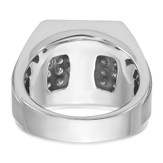IBGoodman 14k White Gold Men's Polished and Satin 1 1/5 Carat AA Quality Diamond Cluster Ring