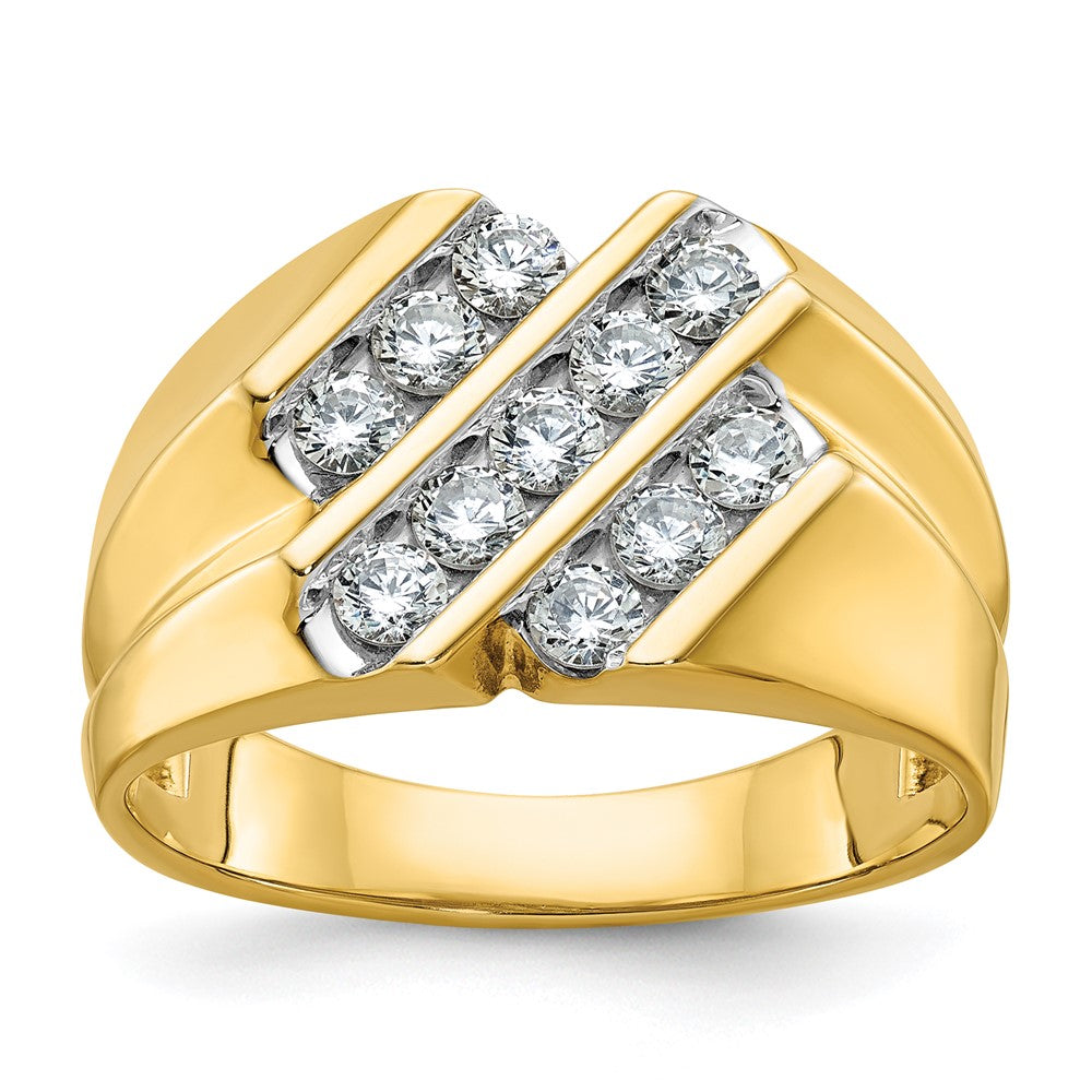 14k IBGoodman Men's Polished & Grooved 3/4ct Diamond Ring