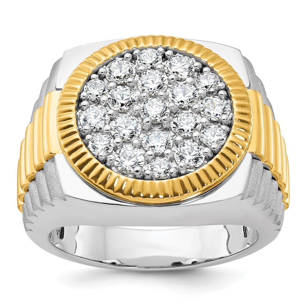 14ktt IBGoodman Men's Polish/Satin/Ribbed Diamond Round Cluster Ring