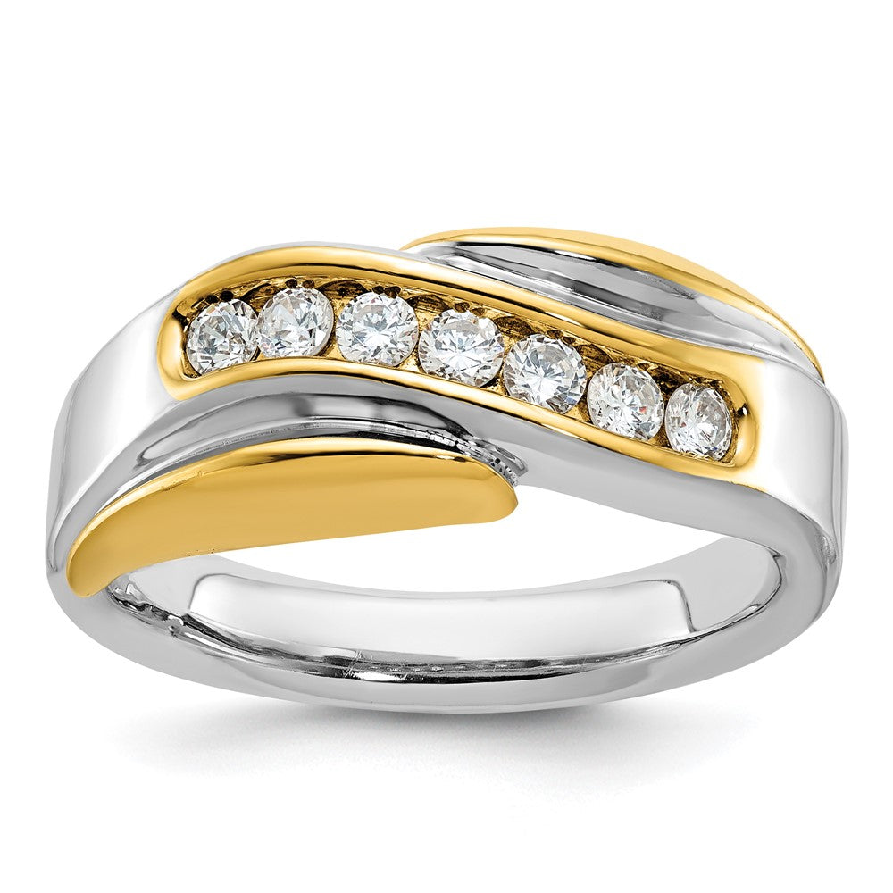 14ktt IBGoodman Men's Polished & Grooved Curved Bypass Ring Mounting