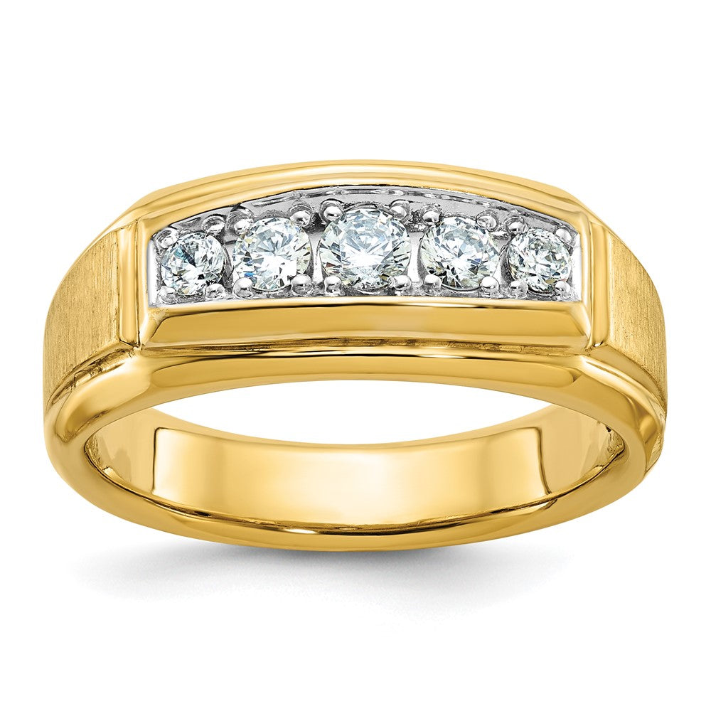 14k White RH IBGoodman Men's Polished/Satin 5-Stone Diamond Ring