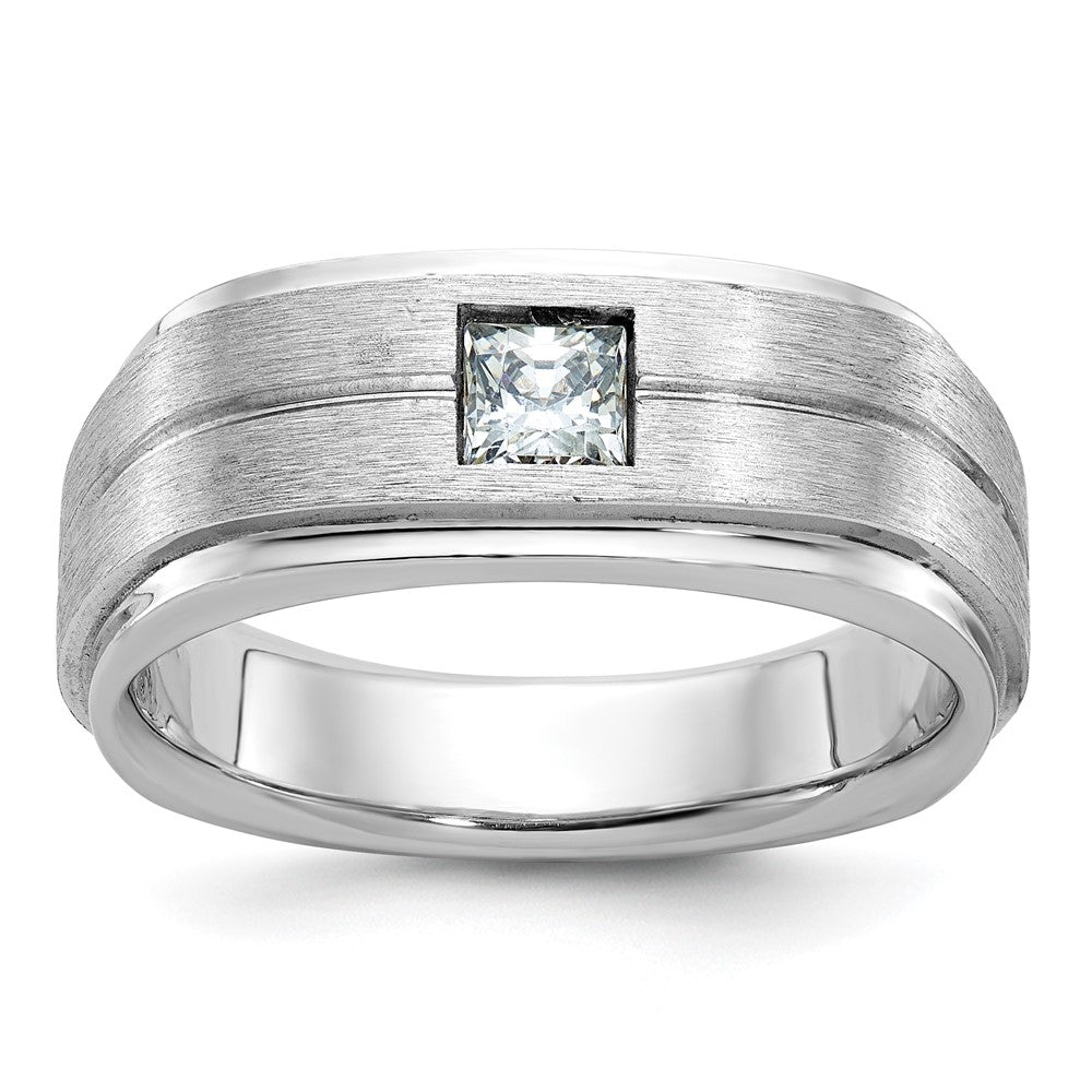 14k White Gold IBGoodman Men's Polished/Satin Diamond Complete Ring