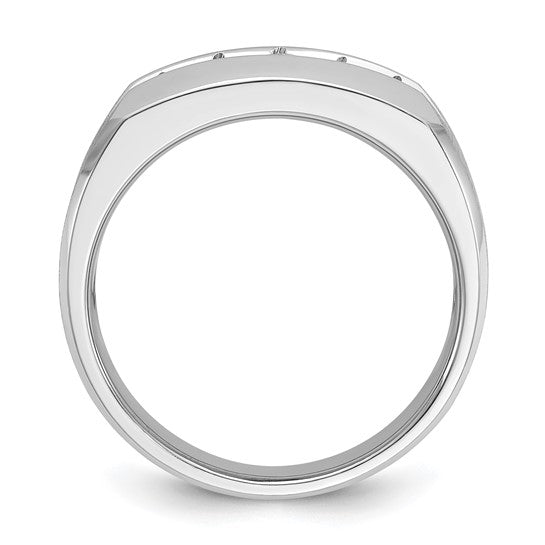 IBGoodman 14k White Gold Men's Polished and Satin 5-Stone 1/2 Carat AA Quality Diamond Ring