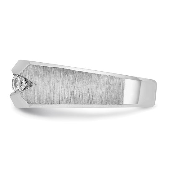 IBGoodman 14k White Gold Men's Polished and Satin 5-Stone 1/2 Carat AA Quality Diamond Ring