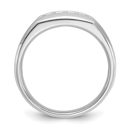 IBGoodman 14k White Gold Men's Polished and Satin 5-Stone 1/4 Carat AA Quality Diamond Ring