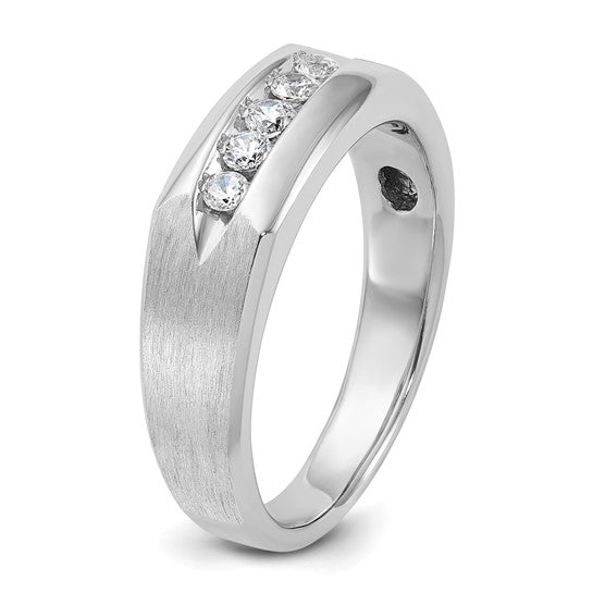 IBGoodman 14k White Gold Men's Polished and Satin 5-Stone 1/4 Carat AA Quality Diamond Ring