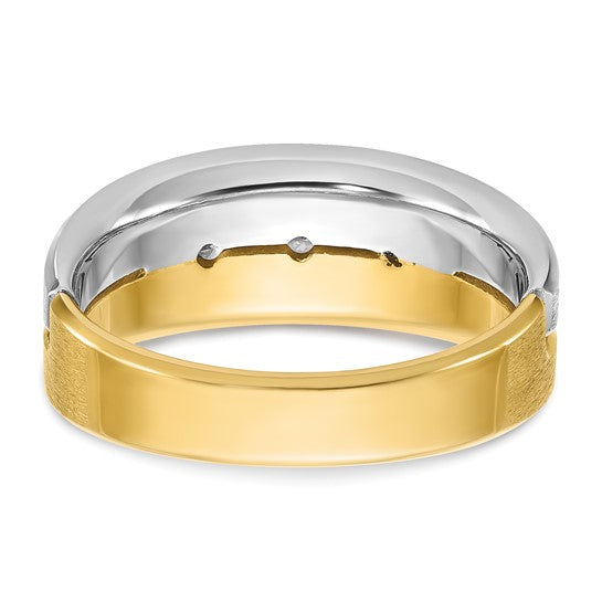 14k Two-tone IBGoodman Men's Polished and Satin 1/4 carat Diamond Complete Ring
