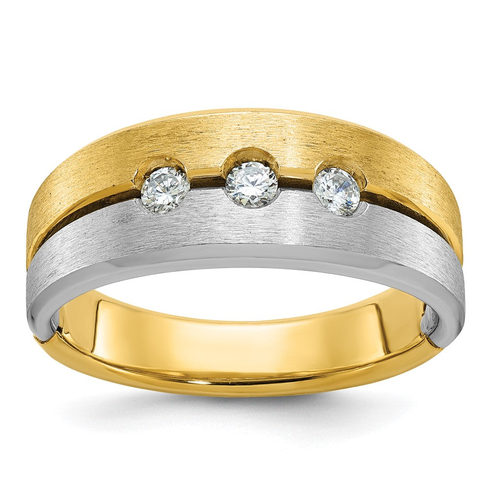 14k Two-tone IBGoodman Men's Polished and Satin Diamond Ring Mounting