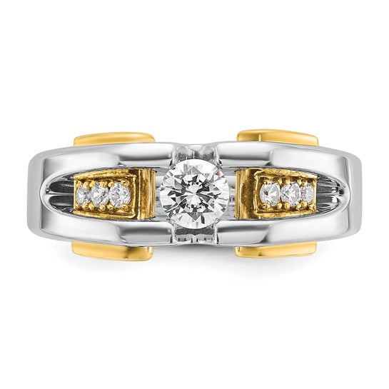 14k Two-tone IBGoodman Men's 1/2 carat Diamond Complete Ring