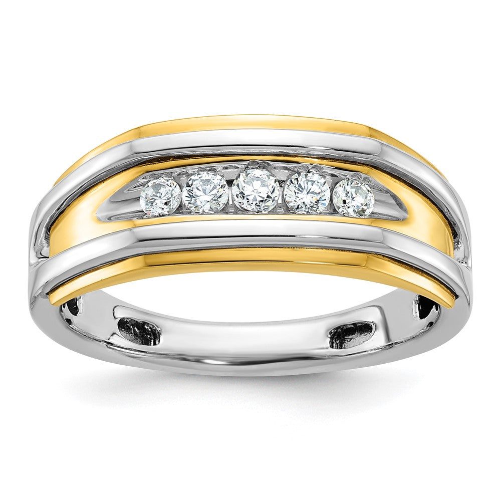 14k Two-tone IBGoodman Men's Polished 5-Stone Ring Mounting
