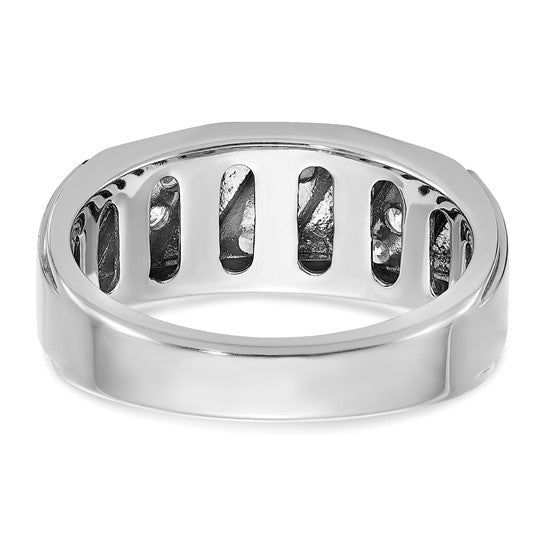 IBGoodman 14k White Gold Men's Polished and Satin 1/2 Carat AA Quality Diamond Ring