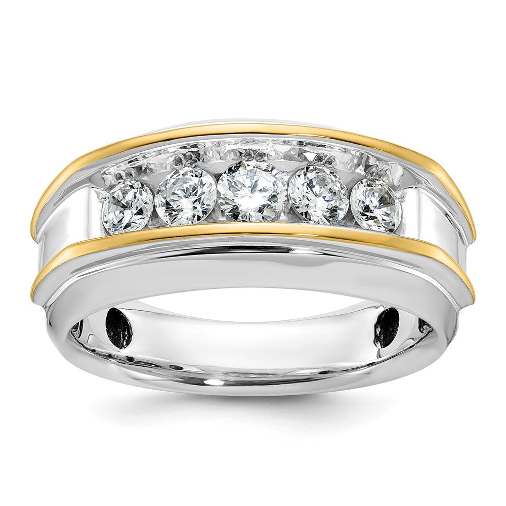 14k Two-tone IBGoodman Men's Polished 5-Stone Diamond Ring