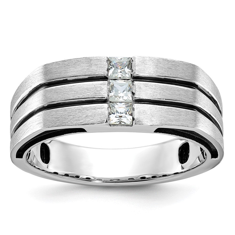 14k White Gold IBGoodman Men's Polished/Satin Diamond Ring Mounting