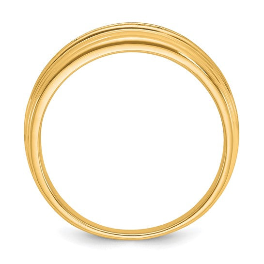 IBGoodman 10k Men's Polished Satin and Grooved 5-Stone 1/20 Carat A Quality Diamond Ring