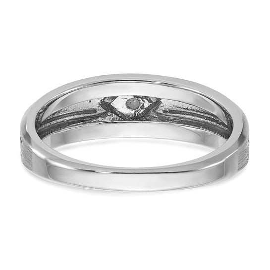 14k White Gold with Black Rhodium IBGoodman Men's Satin 1/20 carat Diamond Complete Ring