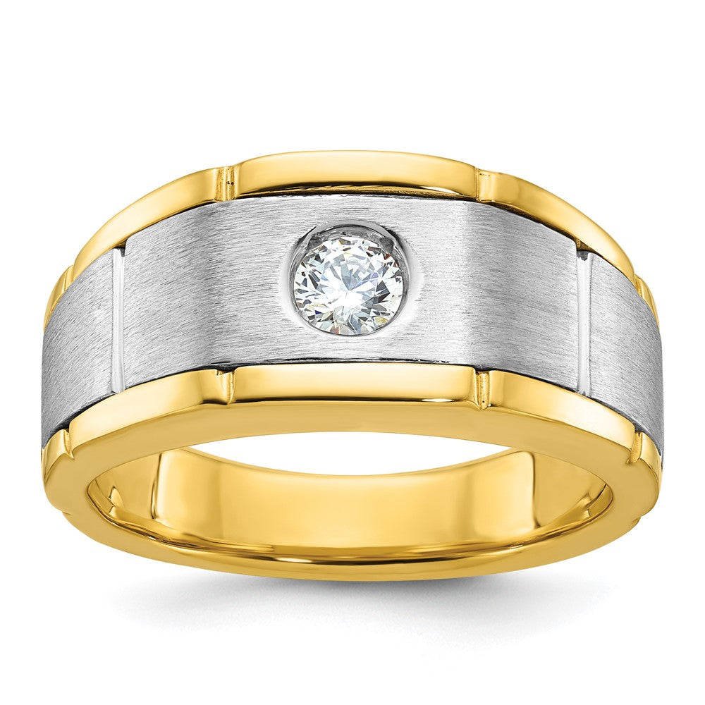 14k Two-tone IBGoodman Men's Polished and Satin Diamond Ring Mounting