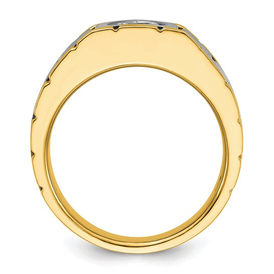 True Origin 14k Two-tone Men's Polished and Satin 1 Carat Lab Grown Diamond Ring