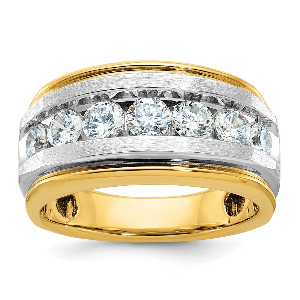 14k w/ White RH IBGoodman Men's Polished Satin 7-Stone Diamond Ring