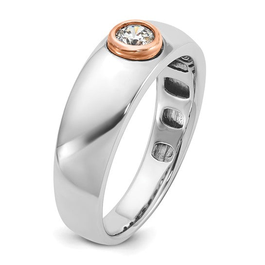 14k Two-tone White/Rose Gold IBGoodman Men's 1/4 carat Diamond Complete Ring