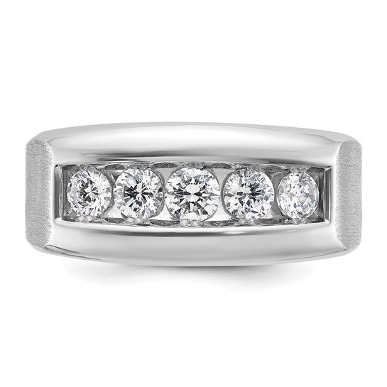 IBGoodman 14k White Gold Men's Polished and Satin 5-Stone 1 Carat AA Quality Diamond Ring