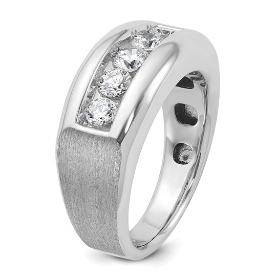 IBGoodman 14k White Gold Men's Polished and Satin 5-Stone 1 Carat AA Quality Diamond Ring