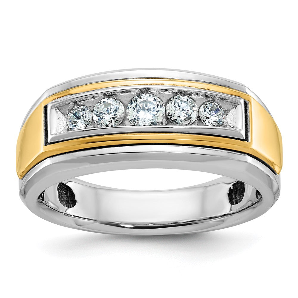 14k Two-tone IBGoodman Men's Polished 5-Stone Diamond Ring