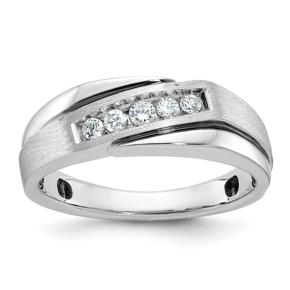 14kw w/ Black RH IBGoodman Men's Polish/Satin AA Diamond Ring