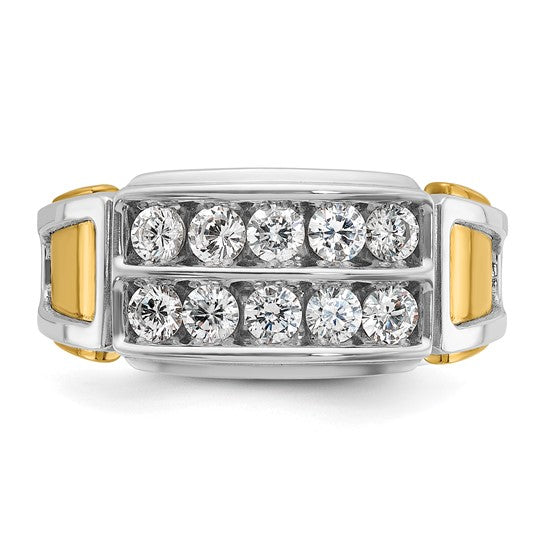 IBGoodman 14k Two-tone Men's Polished and Cut-Out 2-Row 1 Carat AA Quality Diamond Ring
