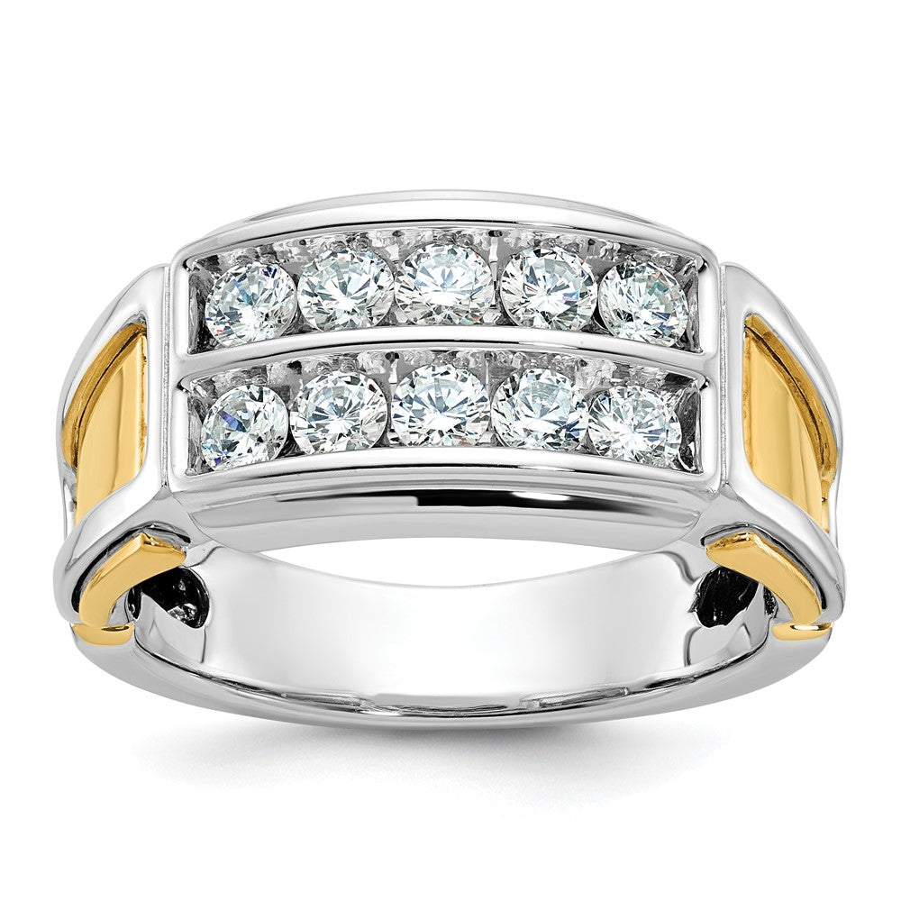 14k Two-tone IBGoodman Men's Polished & Cut-Out 2-Row Diamond Ring