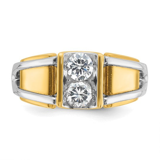 14k Two-tone IBGoodman Men's Complete Lab Grown Diamond Ring