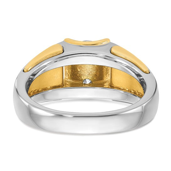 14k Two-tone IBGoodman Men's Complete Lab Grown Diamond Ring