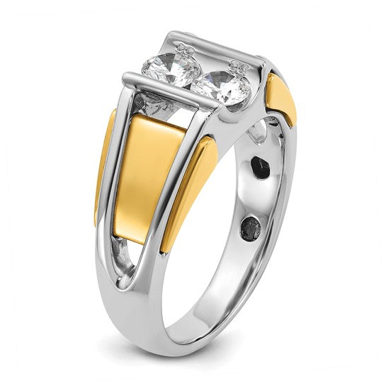 14k Two-tone IBGoodman Men's Complete Lab Grown Diamond Ring