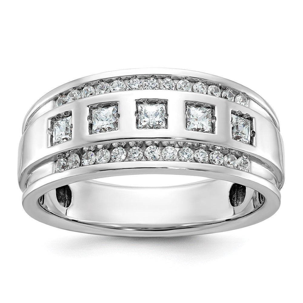 14kw IBGoodman Men's Polished & Grooved Square 5-Stone Ring Mtg