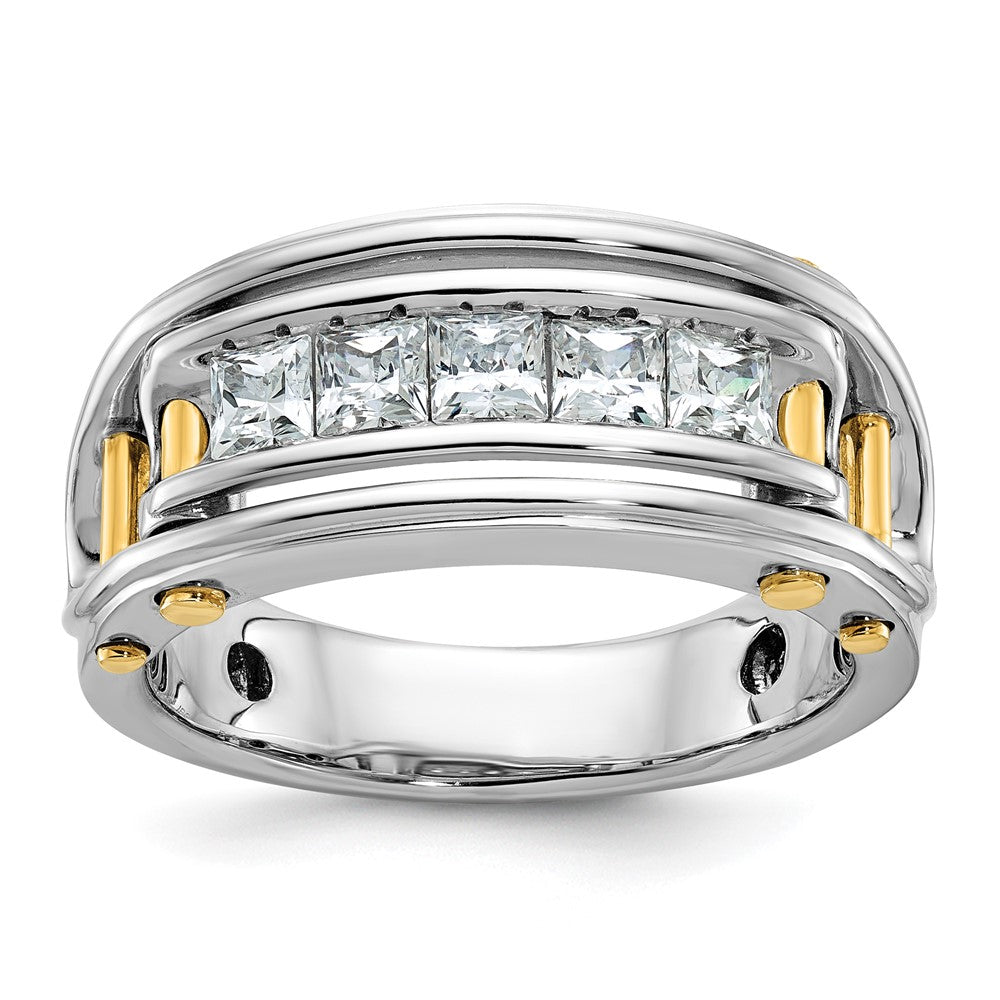 14ktt IBGoodman Men's Polished & Cut-Out Square 5-Stone Diamond Ring