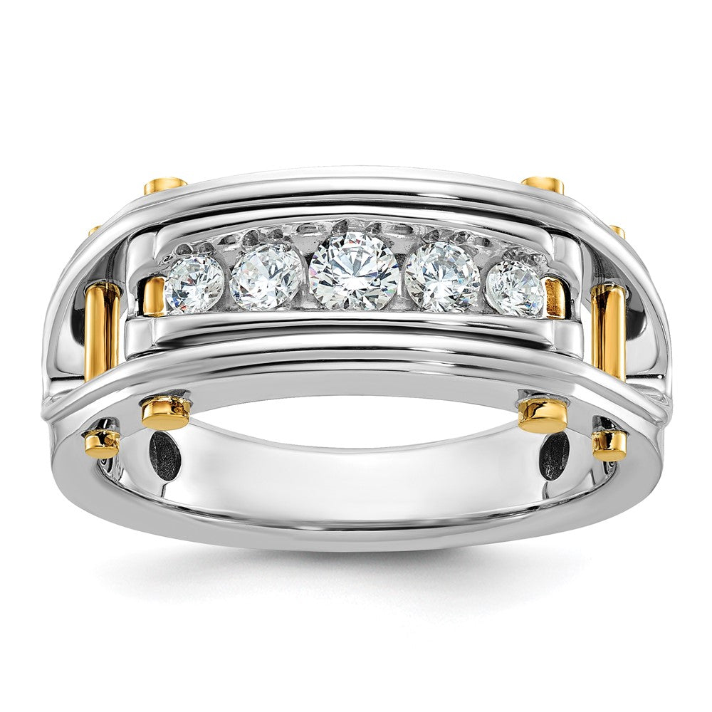 14ktt IBGoodman Men's Polished Grooved Cut-Out 5-Stone Ring Mounting