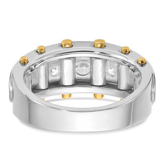 IBGoodman 14k Two-tone Men's Polished and Cut-Out 5-Stone 1 Carat AA Quality Diamond Ring